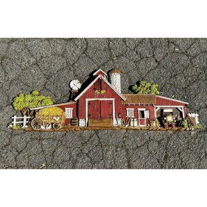 VTG Burwood Products Farm Barn Hay Buggy Chickens 46” Wall Decor 3D #587 MCMLXXV